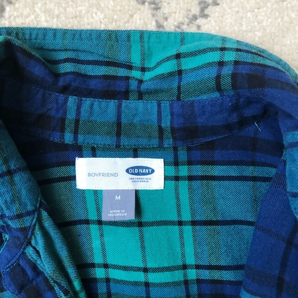 Green/Blue Plaid Boyfriend Style Long Sleeve - Picture 2 of 2